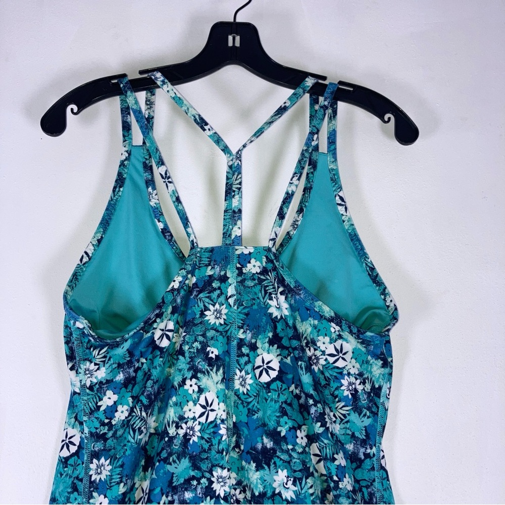 Patagonia Latticeback Floral Women Athletic Dress Sz M Blue Bra Soft  Stretch - Picture 5 of 12